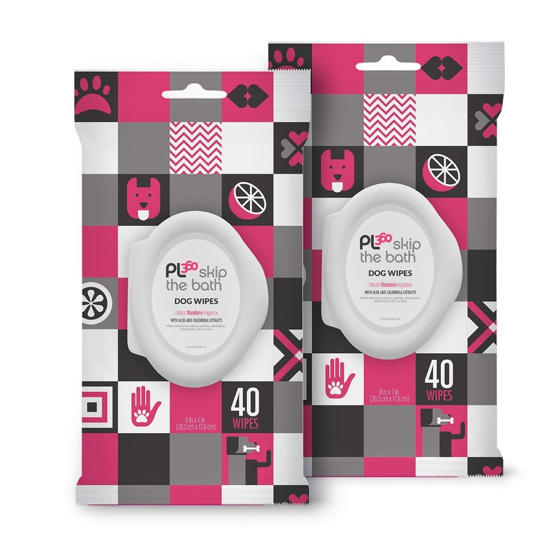 PL360 Dog Grooming Wipes for Cleansing & Deodorizing | Pet Wipes for Dogs, Cats, Puppies & Kittens | Mandarin Scent | Eco Friendly, Natural and Safe Ingredients | 80 Count