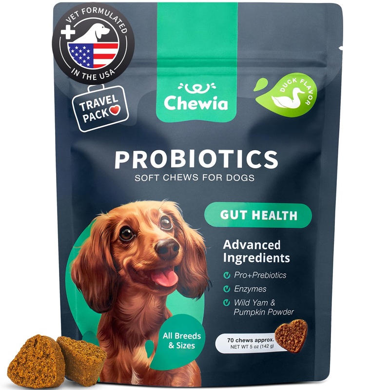 Probiotics for Dogs – Support Gut Health, Immunity, Yeast Balance, Itchy Skin, Allergies – Dog Probiotics and Digestive Enzymes – Coprophagia Deterrent for Dogs – 180 Probiotic Chews for Dogs