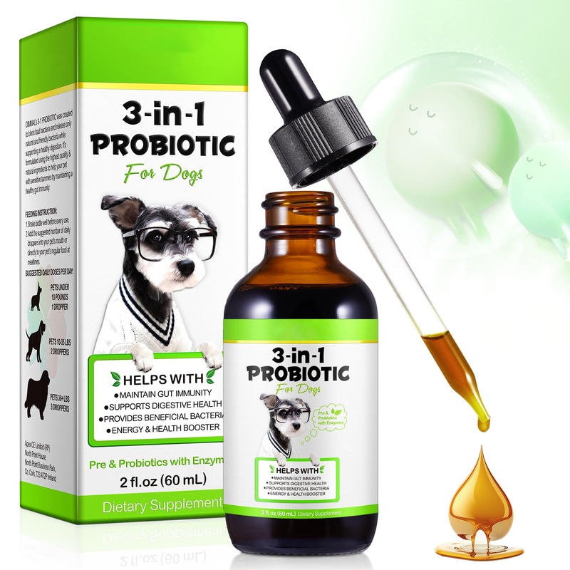 Probiotics for Dogs3-in-1 Dog ProbioticsDog Probiotics for Digestive Support, Dog Probiotic SupplementsPet Probiotics for Dogs Liquid Probiotics for Dogs | 2 Oz