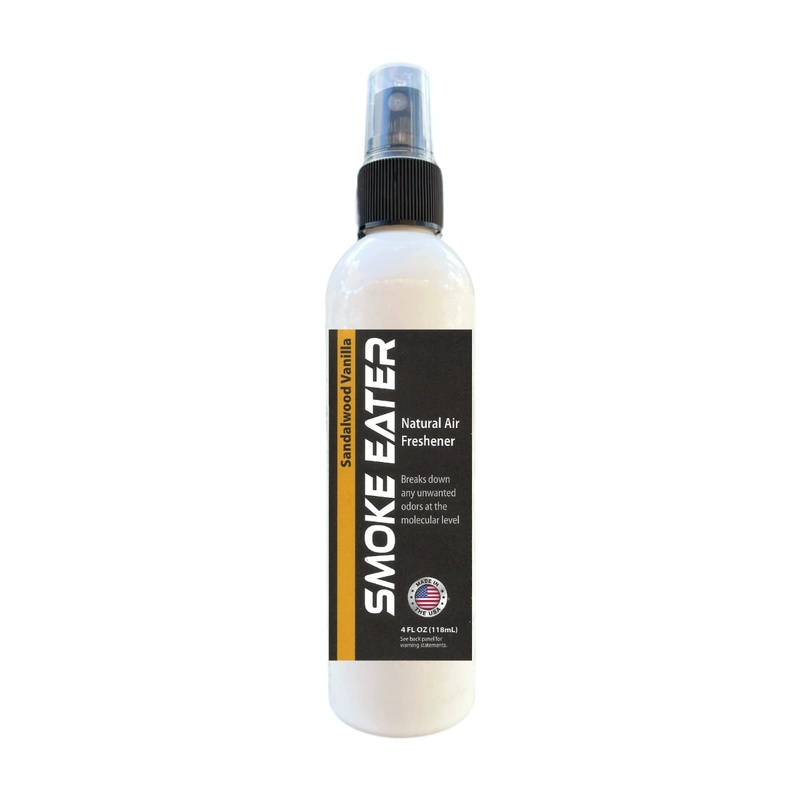 Smoke Eater All Purpose Odor Eliminator – Breaks Down Foul Scents at the Molecular Level – Smoke, Food, Pet and Stale Odor – Ideal For The Home, Apartment Cars, Boats – 4 oz Travel Bottle Sandalwood Vanilla