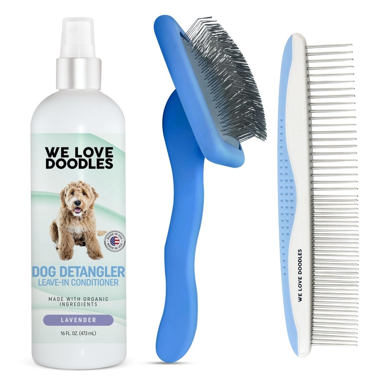 We Love Doodles Organic Dog Detangler, Large Slicker Brush & Large Comb