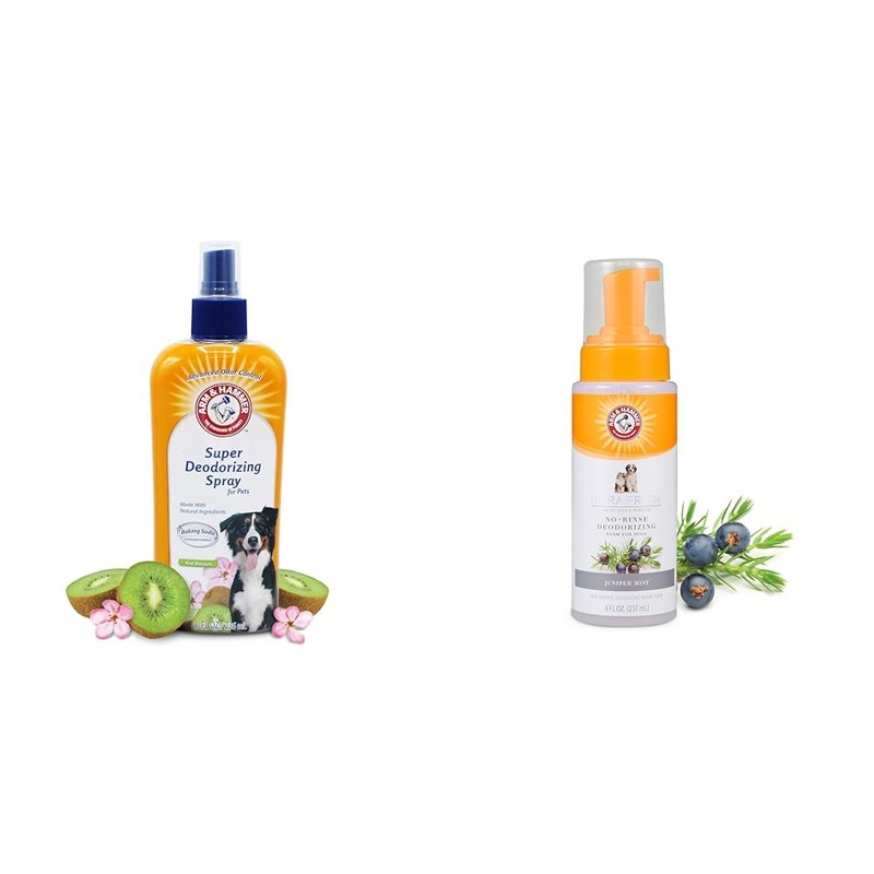 Arm & Hammer Pet Odor Eliminating Bundle | Super Deodorizing Spray & Ultra Fresh Deodorizing Foam for Dogs | Kiwi Blossom & Juniper Mist Scent, 8 Fl Oz Each