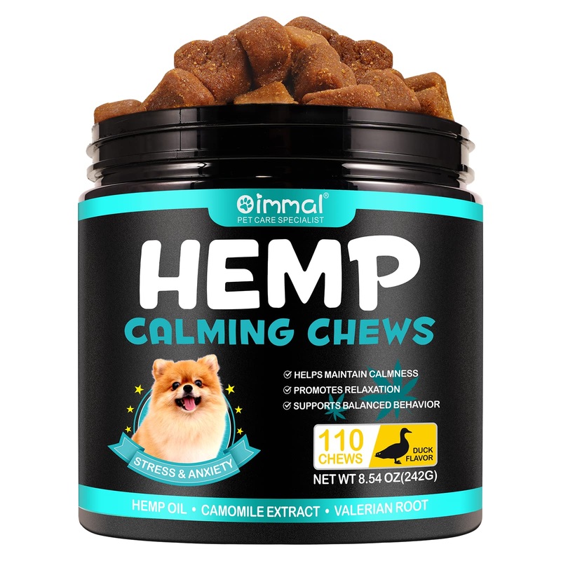 Calming Chews for Dogs, 110 Pet Care Calming Chews for Dogs with Hemp Oil, Dog Anxiety Relief During Thunderstorms, Separation, Delicious Dog Calming Treats for Dog Stress (Duck) Duck