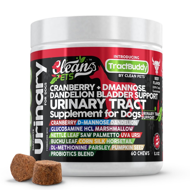 Cranberry for Dogs Urinary Tract Support | D-Mannose UTI Bladder Stones Dandelion Glucosamine HCL Marshmallow Nettle Leaf Saw Palmetto Uva Ursi Buchu Horsetail Methionine Parsley Supplement for Dogs 60 Count (Pack of 1)