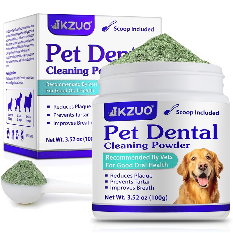 Dog Dental Powder – Dog Teeth Cleaning Powder – Dog Dental Care – Targets Tartar & Reduces Plaque & Bad Breath – Teeth Cleaning Made Easy Eliminate – Formulated for Small, Medium, Large Dogs