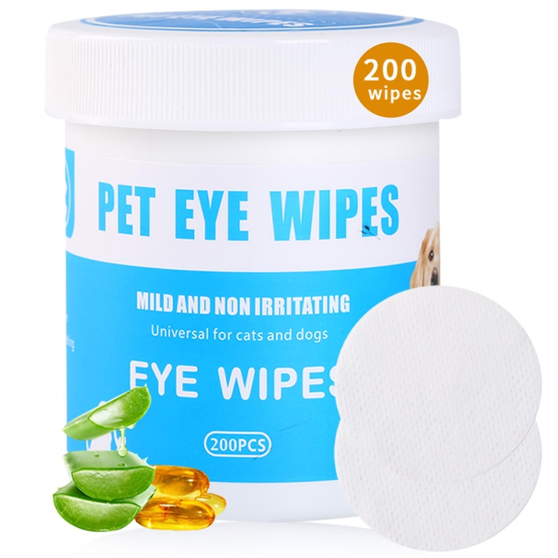 Dog Eye Wipes200Count,Natural Plant Ingredients,Effectively Removes Eye Dirt,Eye Secretions,Mucus Secretions,Improve Tear Stains,Suitable for Daily Cleaning and Care of Cats and Dogs Eye Wipes 200pcs white Eye Wipes