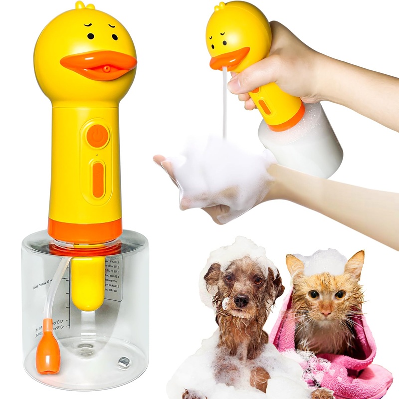 Dog Shampoo Frother,Pet Bath Brush – Deep Cleaning Foam Machine with 350ml Capacity, Dog Soap Dispenser and Shampoo Sprayer, 1200mAh Ultra Long Standby
