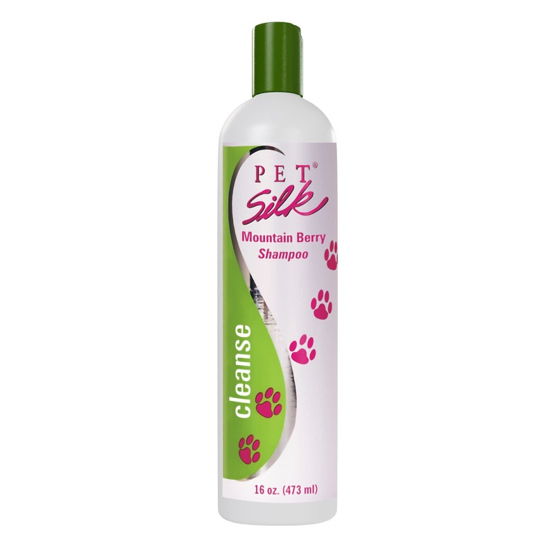 Pet Silk Shampoo – Long Lasting Fresh Scent – Clean and Condition Pet’s Fur – Gentle Odor Remover for Puppies, Dogs and Cats (Mountain Berry – 16 oz)