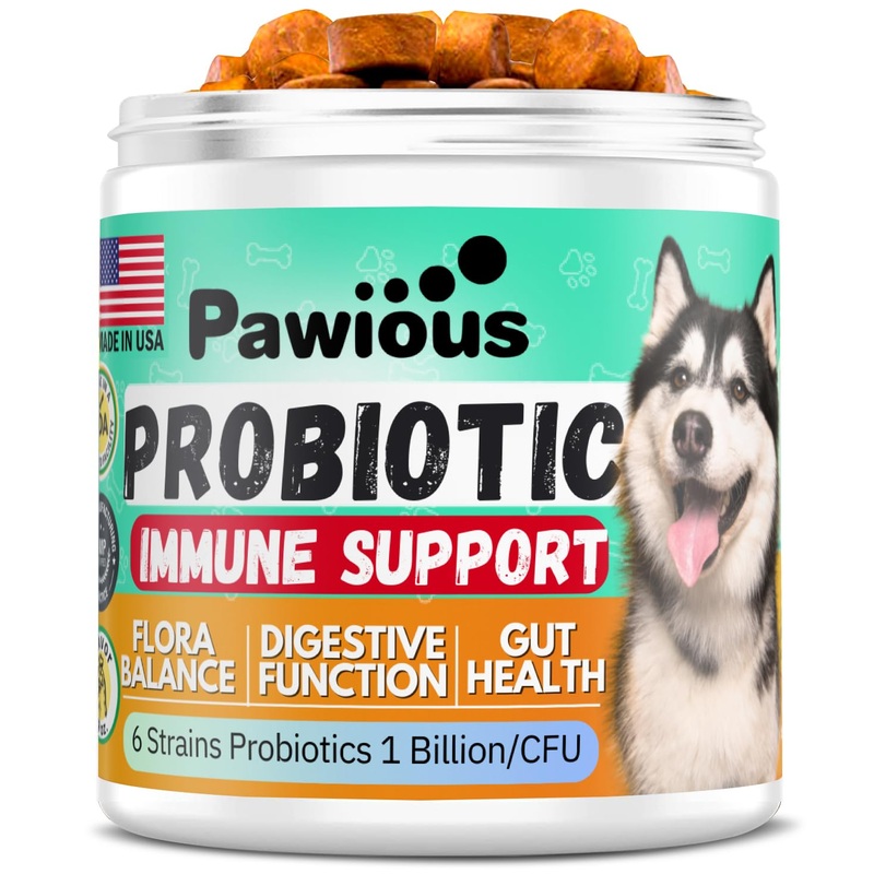 Probiotics for Dogs – Digestive Enzymes Gut Flora, Digestive Health, Immune System – Diarrhea Support, Itchy Skin, Allergies – Pumpkin, Flaxseed Meal, Papaya Powder – Probiotic Chews for Dogs