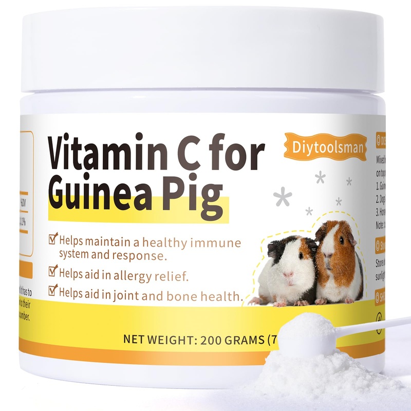 Vitamin C for Guinea Pigs, Vitamin C Supplement Powder for Picky Pigs, Help Strengthen Immune System & Overall Health, Improves Bone & Joint Health, Enhance Digestive Comfort, 7 Oz
