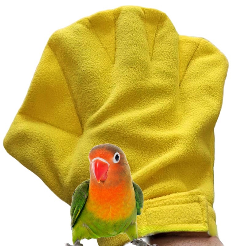 1 Pair Parrot Anti-bite Glove Bird Bite-Proof Bird Chewing Safety Protective Glove Small Animals Handling Glove Cockatiel Conure Lovebird Budgerigar Parakeet Parrot Supplies (Yellow) Yellow