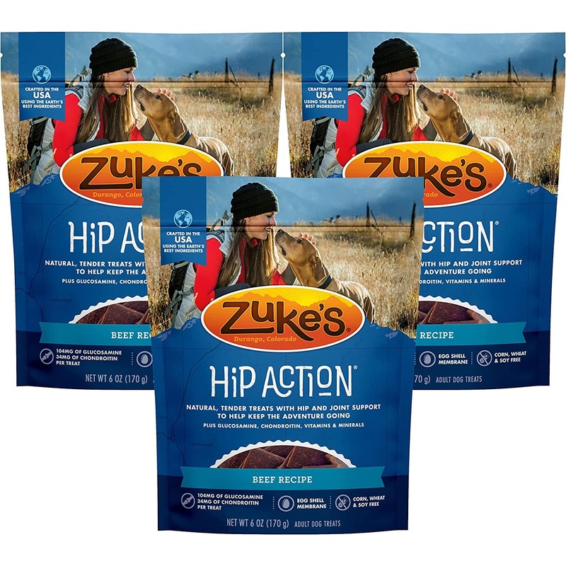 3 Packs Zuke’s Hip Action with added Glucosamine and Chondroitin – BEEF (18 oz)
