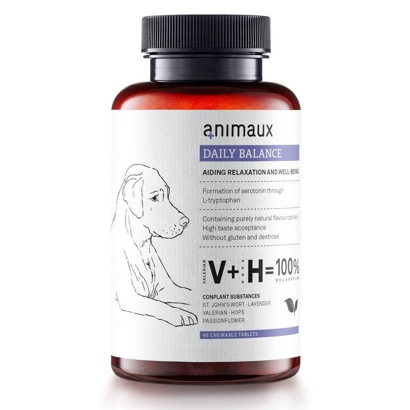animaux Daily Balance – 40 Chew Tablets for Dogs for Soothing & Relaxation with Valerian St. John’s Wort Lavender I Vegetable Support as Treat for Anxiety, Stress & Anxiety, Relax Snack