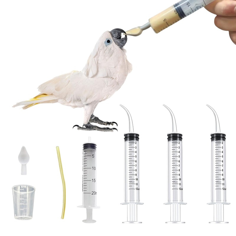 Baby Bird Feeding Syringe Set, Pet Parrot Milk Feeding Syringe with Tubes, Parrot Feeding Syringe Measuring Syringe Tools for Feeding Pets Scientific Industrial Labs (12ml +20ml syringe+50ml Measuring Cup) 12ml +20ml syringe+50ml Measuring Cup