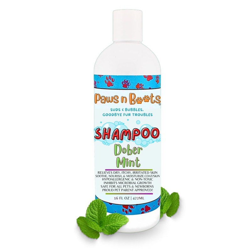 Best Dog Shampoo to Relieve Itchy, Irritated Skin, Sensitive Skin & Puppy Safe. All-Natural, Organic. No Harmful Chemicals or Allergens, Gluten & Cruelty Free, Dober Mint. USA Made Concentrated