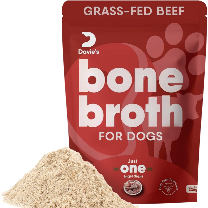 Davie’s Bone Broth for Dogs – Joint Supplement for Dogs, Dog Food Topper Powder, Beef Bone Broth Powder, Grass-Fed Source – 8 Ounces