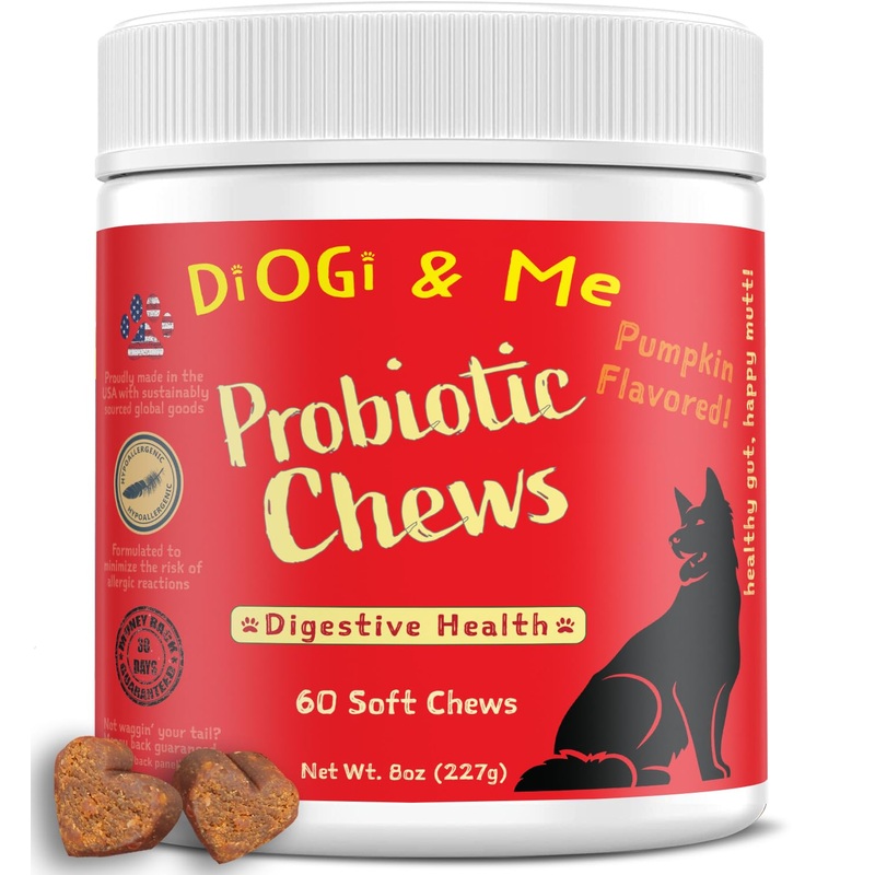 DiOGi and Me Probiotics for Dogs – Digestive Enzymes for Gut Flora, Caprophagia, Diarrhea & Bowel Support – Clinically Studied DE111 – Dog Supplement Soft Chew for Pet Immune System