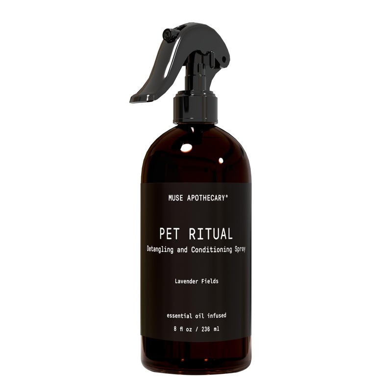 Muse Apothecary Pet Ritual Detangling Spray for Dogs & Cats, Cat & Dog Detangler, Dematting Conditioner, Essential Oils Infused 8oz Lavender Fields 8 Fl Oz (Pack of 1)