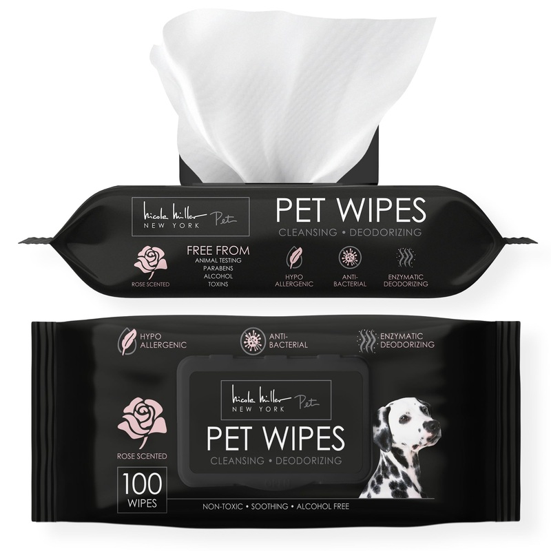 Nicole Miller Rose Scented Alcohol-Free Pet Wipes, Clean Ears, Paws, Body, & Butt – 100pk
