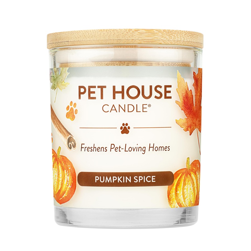 One Fur All Pet House Pumpkin Spice Candle Plant-Based/Soy Candle – Clean Burning Fall Scented Candles, Long Lasting Pet Odor Pumpkin Candle for Home Pack of 1