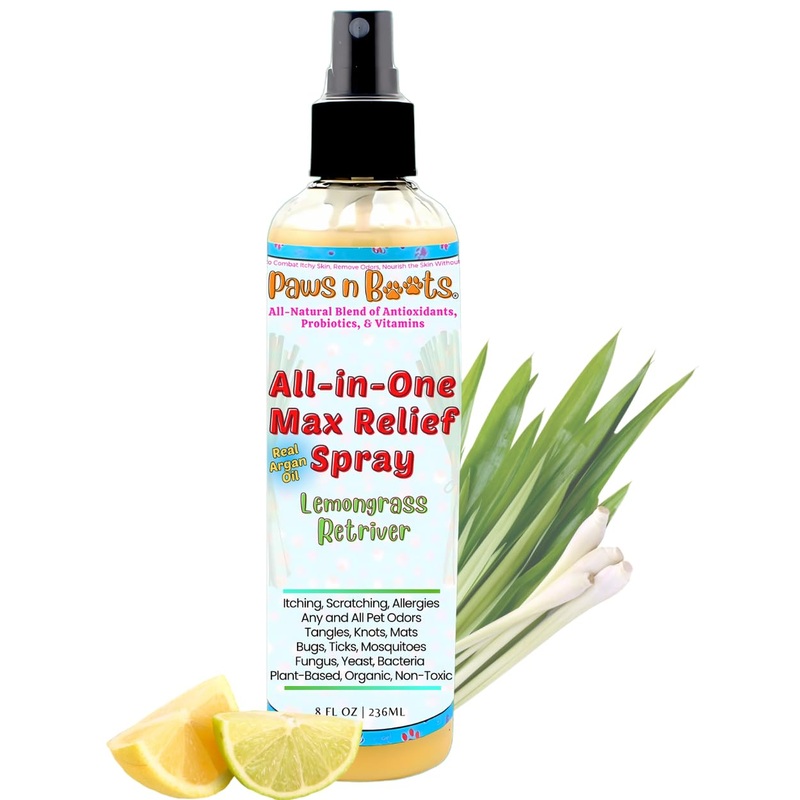 Pet Odor Eliminating Spray & Detangeling Spray, Award Winning All Natural Truly Non-Toxic & Safe for All Pets. Safe to Spray onto Your Pet Formulated By Medical Professionals. Lemongrass. Made in USA
