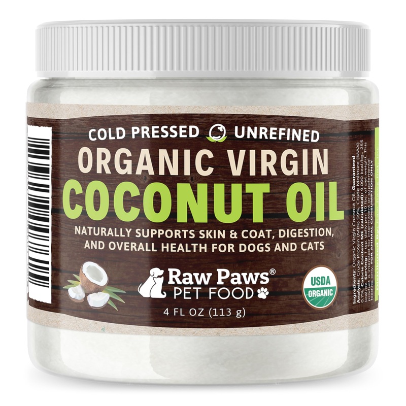 Raw Paws Organic Virgin Coconut Oil for Dogs & Cats, 4-oz – Supports Immune System, Digestion, Oral Health, Thyroid – All Natural Allergy Relief for Dogs – Hairball Relief