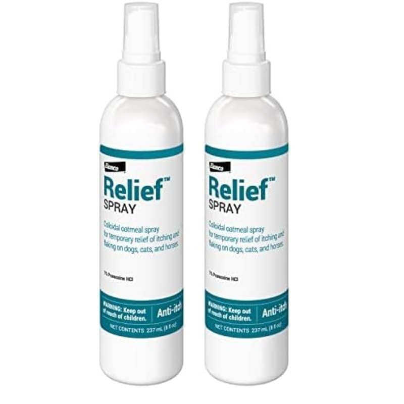 Relief Spray, Temporary Relief of itching and flaking, for Dogs, Cats and Horses, 8 oz (Pack of 2) Pack of 2