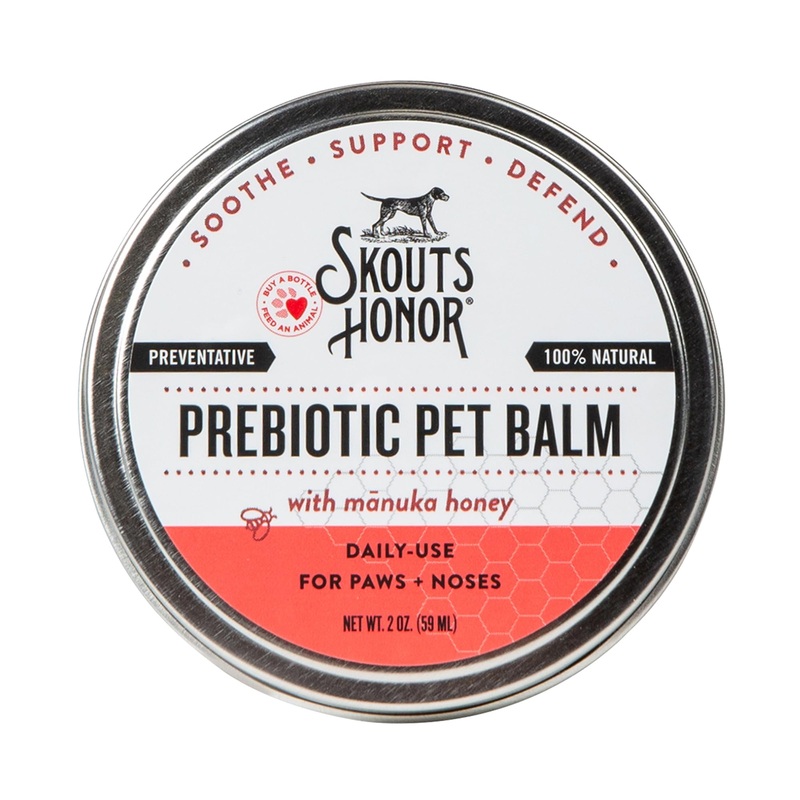 SKOUT’S HONOR Prebiotic Pet Balm – 100% Natural and Made with Manuka Honey, Soothes Dry, Itchy Paws and Noses – Safe for Cats and Dogs, 2oz 1- Pack 2 oz