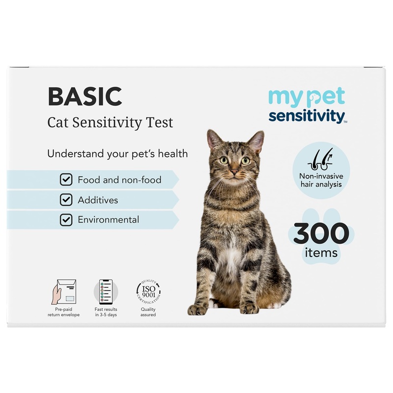 Test – Home Cat Sensitivity Test | 300 Items | Fast 3-5 Day Results | Gentle Fur Sampling | Comprehensive Food & Environment Analysis | Suitable for All Cats