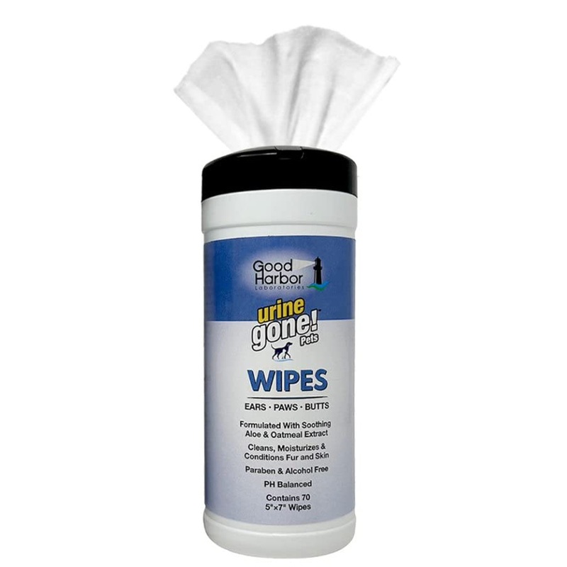 Urine Gone Pet Ears, Paws & Butt Cleaning & Moisturizing Wipes for Dogs & Cats – 70 Thick Grooming Wipes 70 Count (Pack of 1)