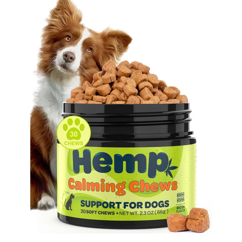 Zingly Hemp Calming Chews for Dogs Anxiety Relief for Dogs Calming Chews – Anxiety Relief Treats, Dog Separation Stress and Anxiety Relief Calming Care Treats for Dogs, Bacon, 30 Counts