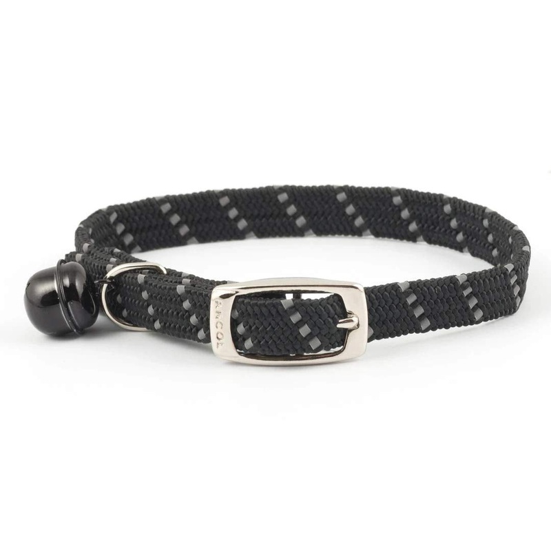 Ancol Elastic cat collar, reflective black