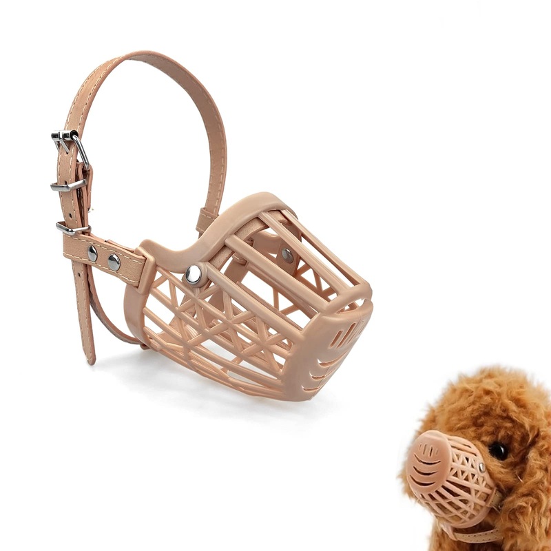 Andiker Dog Muzzle, Adjustable Breathable Mesh Plastic Dog Muzzle to Prevent Biting, Barking or Chewing for Small Medium Dogs (M) M