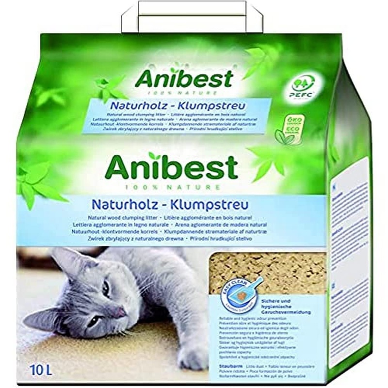 Anibest cat litter, clumping litter granules for cats, 100% natural & odor-binding litter, absorbent & sustainable clumping litter for the cat litter box, easy to dose, 4.3 kg/10 l
