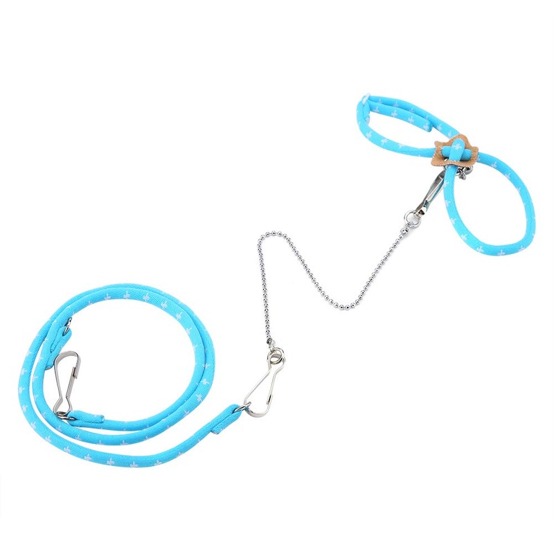 Animal Hamster Training Leads Mouse Stripe Vest Harness Lead Rope Walking with Finder Bell (Blue).