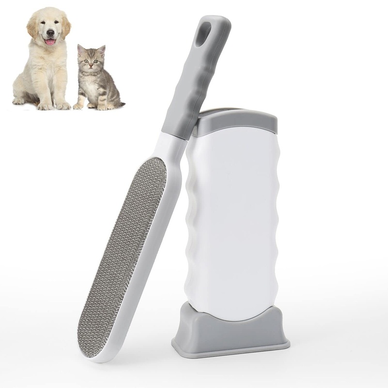 BIGO Lint Brush, Self-Cleaning Clothes Brush, Removes Dust, Lint and Hair, for Home and Travel, Plastic, Grey