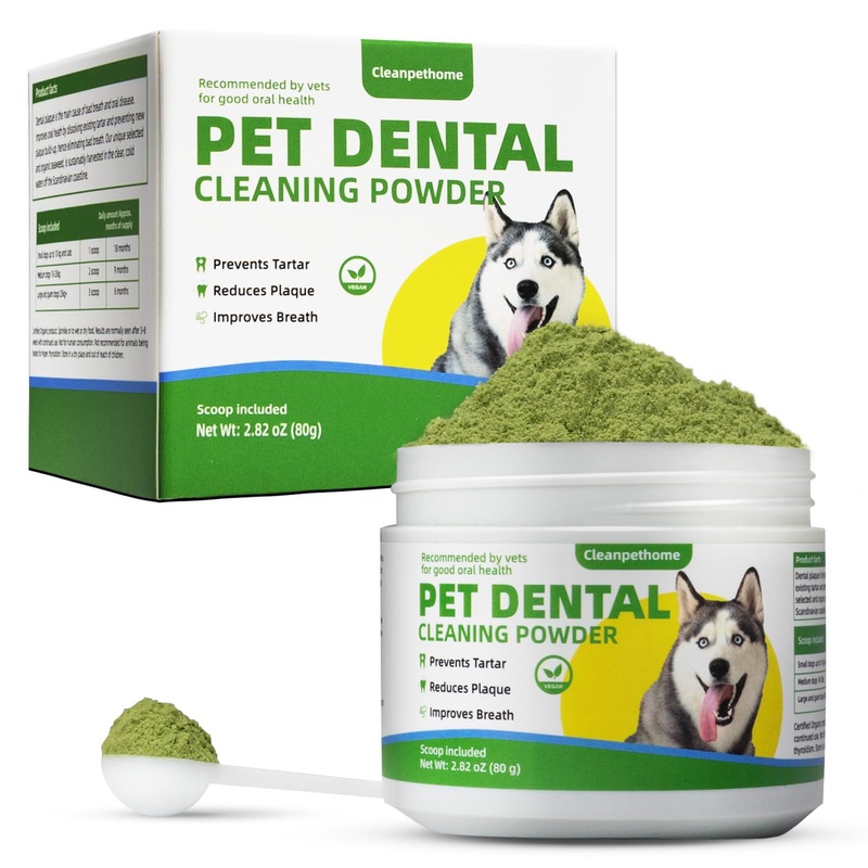 Dog Breath Freshener Dental Cleaning Powder for Dogs, Teeth Cleaning Powder for Dogs, Breath Freshener Powder with Probiotics, Tartar Remover for Small, Medium, Large Dogs
