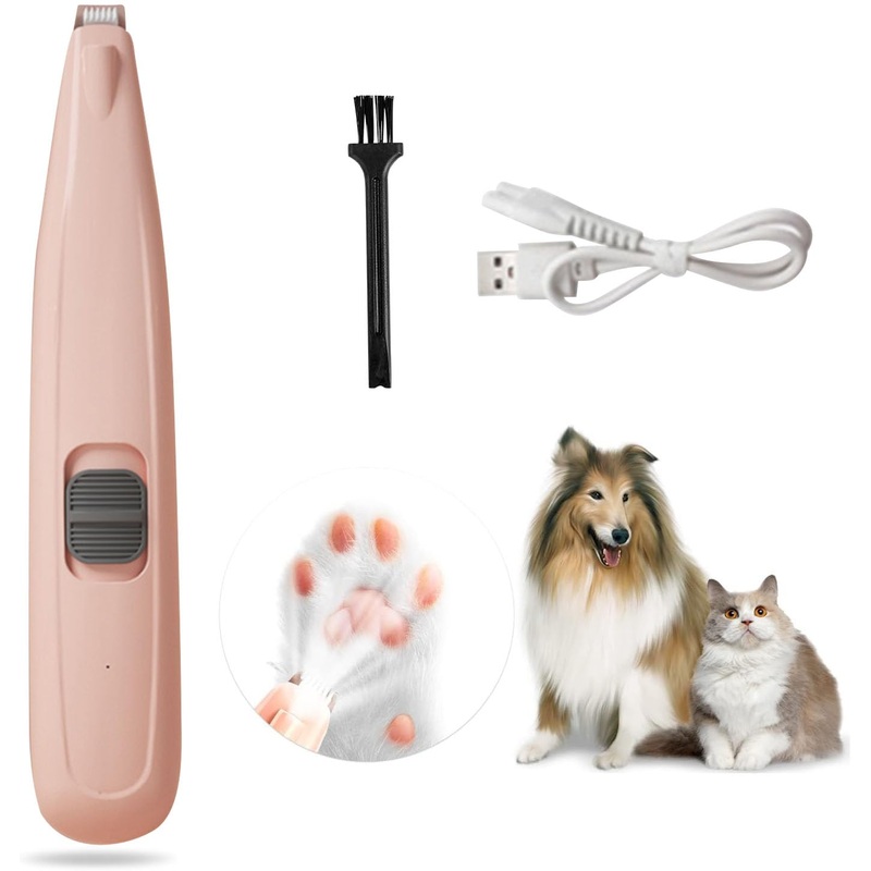 Dog Paw Trimmer, Pet Foot Hair Trimmer, USB Rechargeable Dog Clipper, 40 dB Low Noise Dog Cat Electric Hair Trimmer with LED, for Paws, Eyes, Ears, Face,