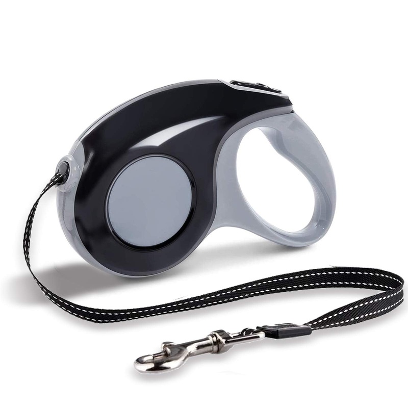 Extendable dog leash, extendable cat leash, flex leash small dog 5 m, max 15 kg (black) black