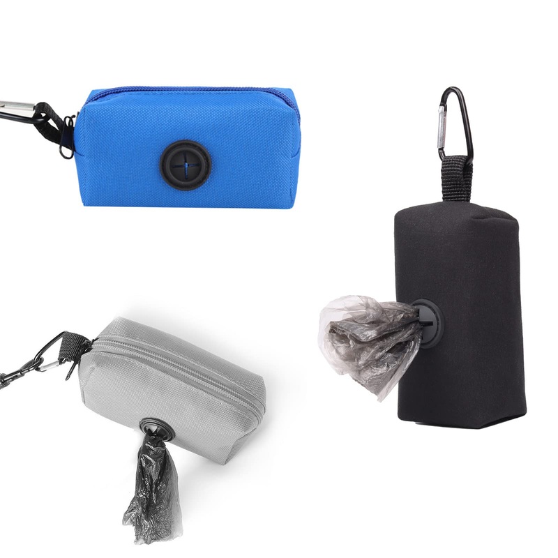 Hpamba Dog Poop Bag Holder Dog Poop Bag Dispenser Portable Dog Poop Bag Dispenser Waterproof Dog Poop Bag Dispenser for Garbage Bags, Keys and Tissues Pack of 3 (Black, Gray and Blue)