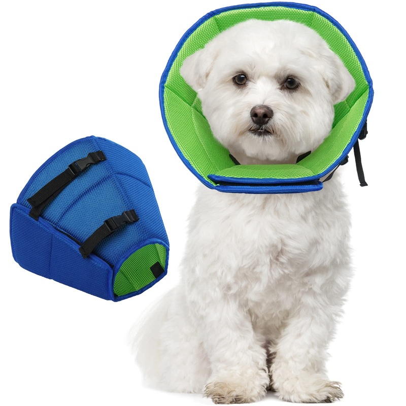 Kuoser collar dog, comfortable leak protection dog, protective measures protective collar dog, adjustable dog collar, dog collar leak protection for dogs, prevention of bite and lick wounds, blue S S—Neck circumference: 24-30cm blue