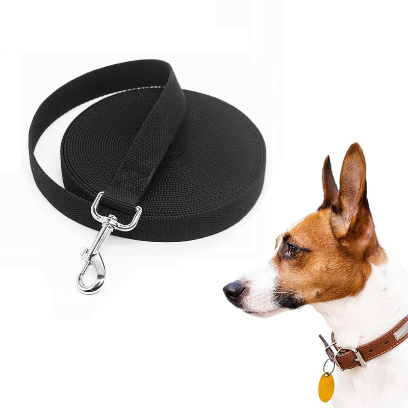 LATRAT Dog Lead 1.2~30m Dog Training Lead Long Lead for Small to Large Dogs (Black, 7m x 1.5cm 7m*1.5cm22ft Black