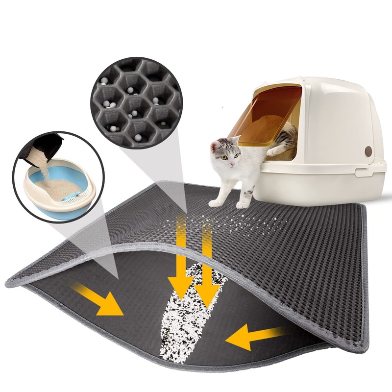 Louis Donn cat litter box mat, cat litter mat, cat litter box underlay, honeycomb design, cat litter box mat, waterproof double layer design, honeycomb cat litter mat (30 x 30 cm, grey) 30 x 30 cm grey