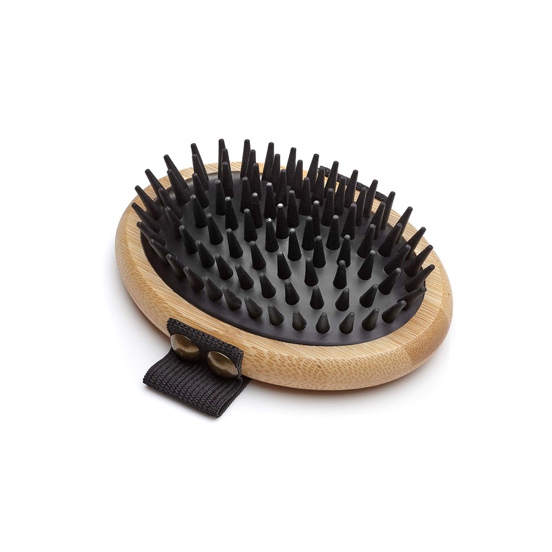 Mikki 6280003 Bamboo massage hand brush for shedding for short and medium-length coats, for dogs and cats, made from sustainable bamboo, gentle grooming brush, 78 g, brown