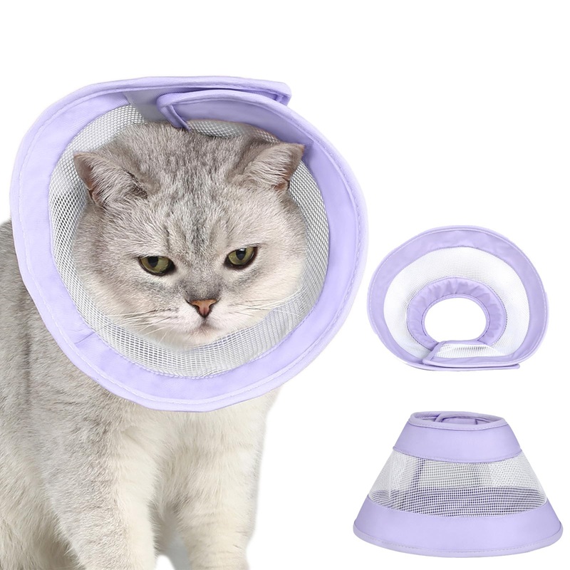 Neck brace for pets, cat collar: YIDM collar for dogs, collar, adjustable dog collar, dog collar, leak protection for dogs after operation, prevents biting, scratching, purple M