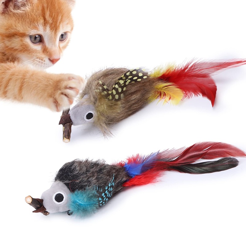 Nobleza – Cat toy, squeaky bird toy with catnip, interactive toy, 2 pieces, contains catnip, squeaky pet toy, rainbow