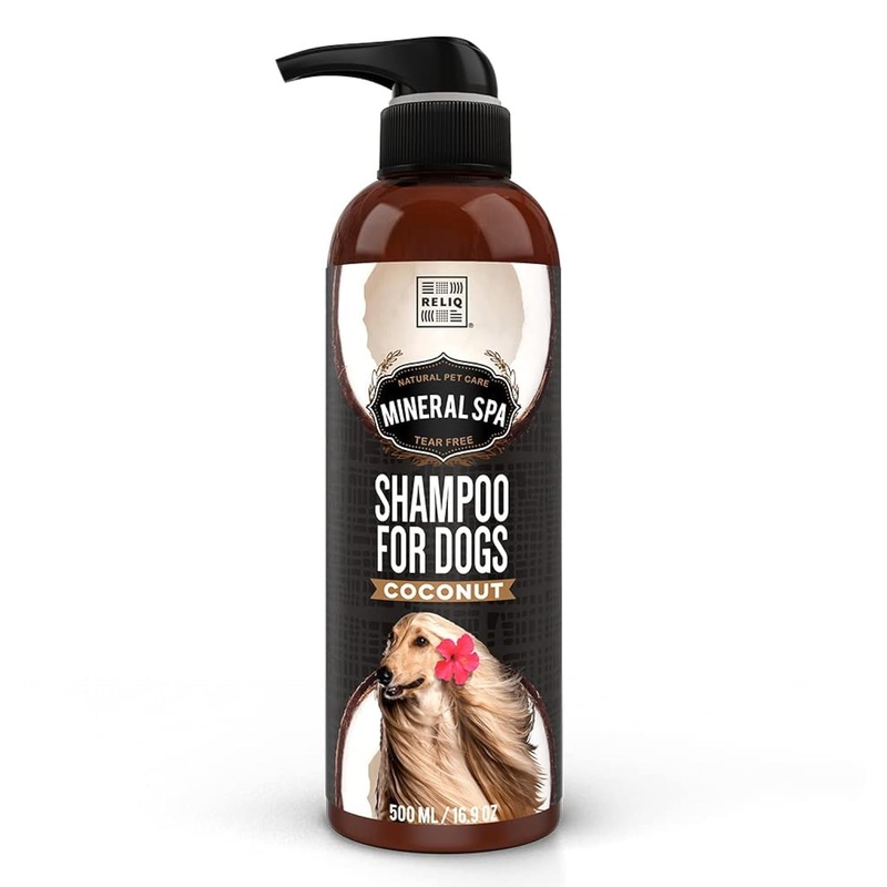 RELIQ Natural Mineral SPA Shampoo Coconut for Dog/Puppy. No soap no Oatmeal Formula. Tear Free and Long Lasting Odor Control. Super Soft and Shiny Coat After wash.