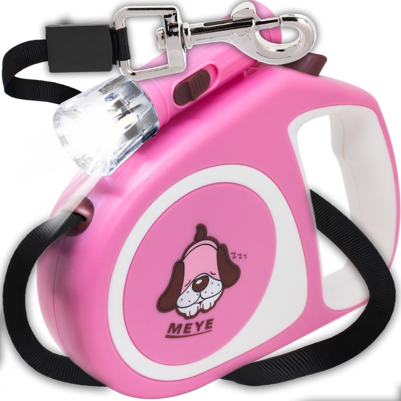 Retoo roll-up dog leash 5 m for small and large dogs, flexible band for right-hand walks, dog leash, comfortable handle, belt leash, robust pull-out leash for walking, roll-up leash, high-quality leash