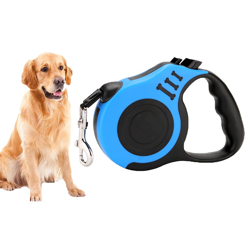 SHULLIN Classic Dog Leads 5 m Roll Leads for Dogs, Adjustable Dog Lead with Non-Slip Handle, Safe Braking System for Small, Medium, Large Dogs and Cats up to 50 kg (Blue)