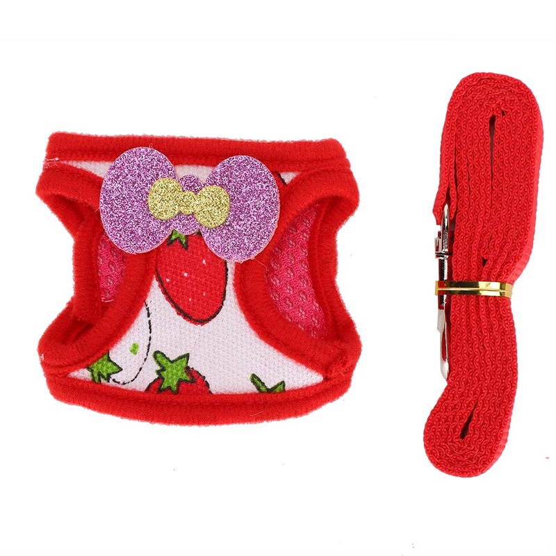 Small animal harness, adjustable small animal harness and leash set, soft harness, small animal chest strap for guinea pigs, chinchillas, mice, rats, ferrets, hamsters (S) S